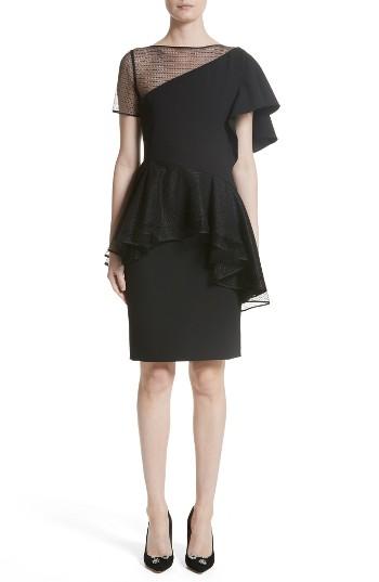 Women's Rubin Singer Ruffle Peplum Lace & Jersey Sheath Dress