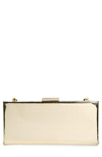 Nordstrom Croc Print Metallic Box Clutch - Metallic
