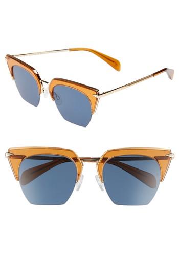 Women's Rag & Bone 51mm Cat Eye Sunglasses - Orange/ Gold