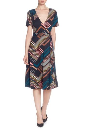 Women's Catherine Catherine Malandrino Taral Print Faux Wrap Dress - Black