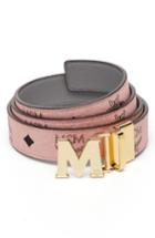 Women's Mcm 'visetos' Reversible Leather Belt, Size - Soft Pink/ Silver Shadow