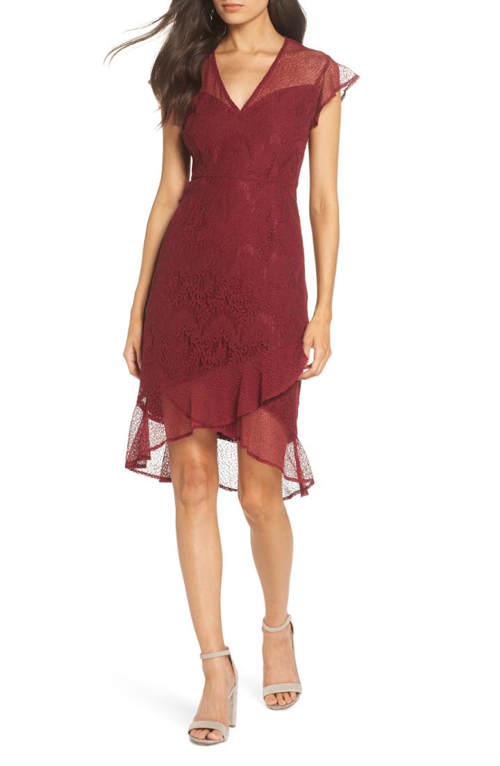 Women's Chelsea28 Mix Lace Dress, Size - Red