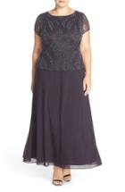 Women's Pisarro Nights Beaded Mock Two-piece Gown