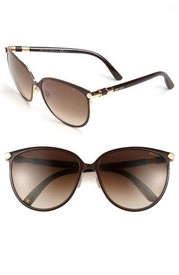 Jimmy Choo 'juliet' 60mm Cat's Eye Sunglasses Brown/ Rose Gold/