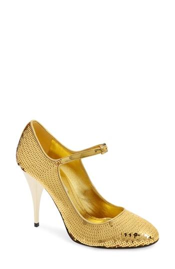 Women's Miu Miu Sequin Mary Jane Pump Us / 35eu - Metallic