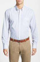Men's Cutter & Buck 'epic Easy Care' Classic Fit Vertical Pinstripe Wrinkle Resistant Sport Shirt, Size - Black