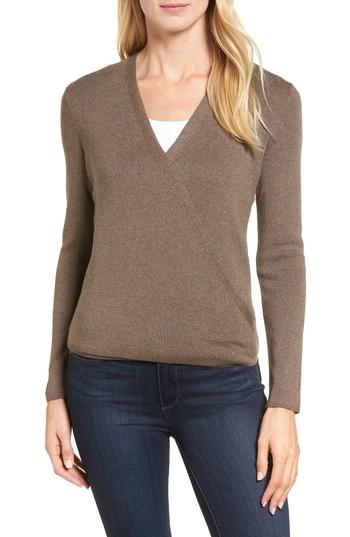 Petite Women's Nic+zoe 4-way Convertible Three Quarter Sleeve Cardigan P - Brown