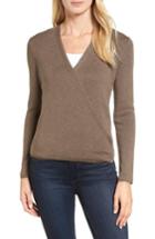 Petite Women's Nic+zoe 4-way Convertible Three Quarter Sleeve Cardigan P - Brown