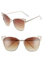 Women's Leith 59mm Imitation Pearl Cat Eye Sunglasses - Brown/ Gold