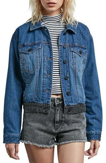 Women's Volcom 1991 Colorblock Denim Jacket - Blue