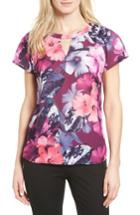 Women's Cece Floral Splendor Keyhole Blouse - Purple