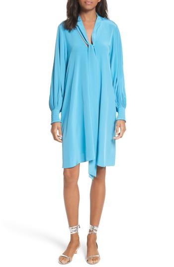 Women's Tibi Arielle Tie Front Silk Shift Dress - Blue
