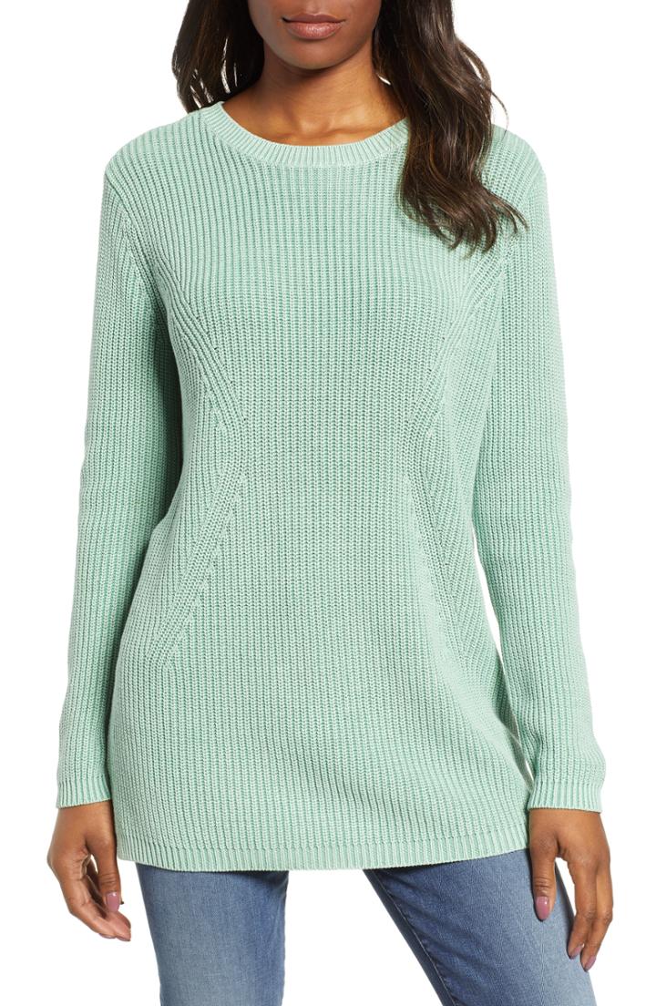Women's Caslon Tie Back Tunic Sweater, Size - Green