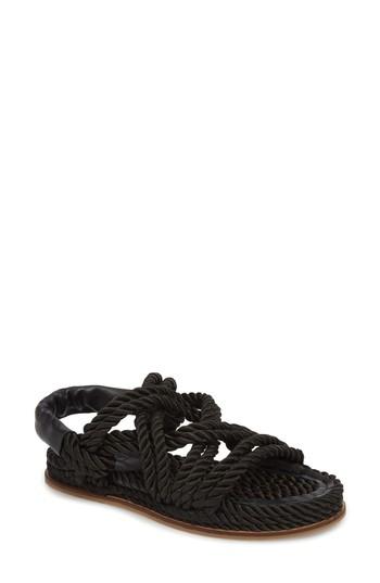 Women's Topshop Fiesta Rope Flat Sandal .5us / 36eu - Black