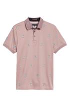 Men's Ted Baker London Scraffy Trim Fit Cockatoo Embroidered Polo (l) - Pink