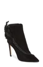 Women's Jimmy Choo Tanya Crystal & Feather Embellished Bootie .5us / 36.5eu - Black