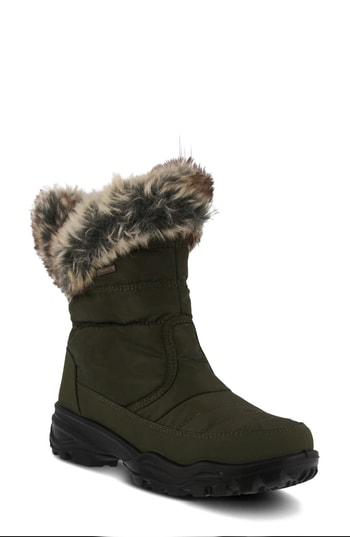 Women's Spring Step Korine Waterproof Faux Fur Bootie .5-6us / 36eu - Green
