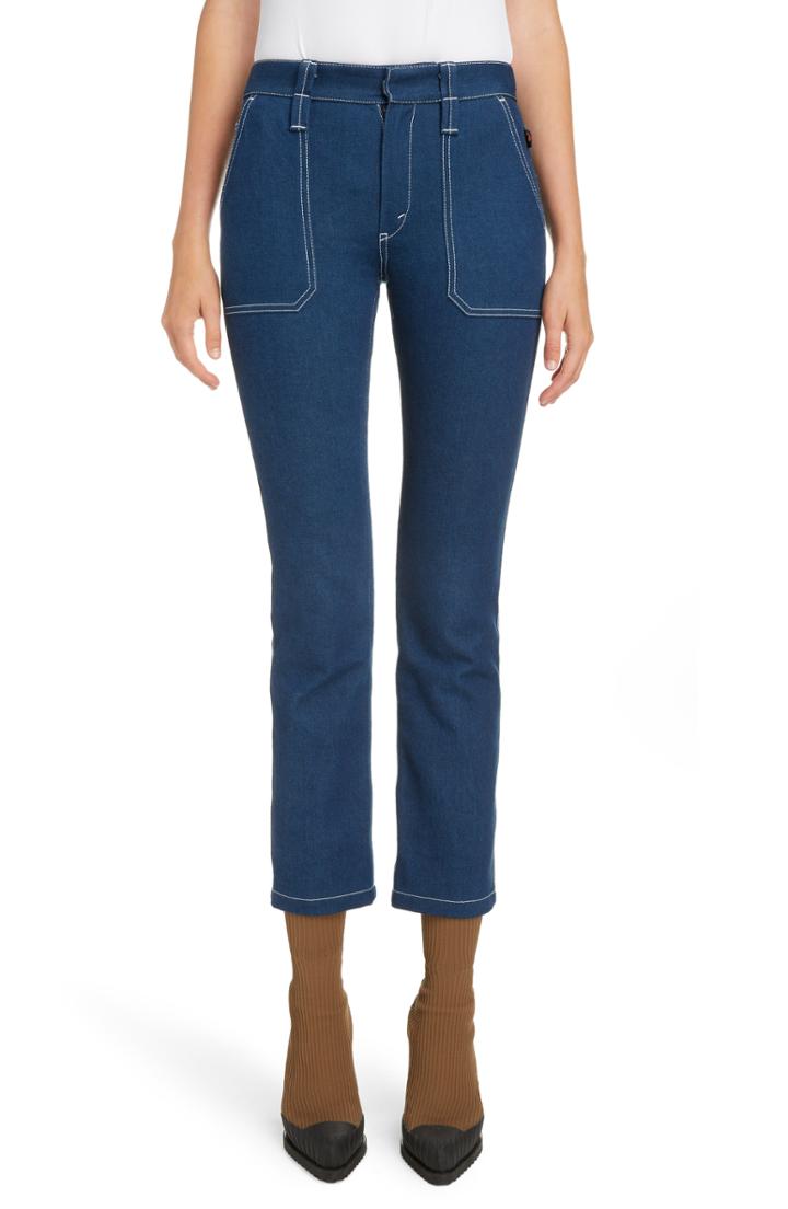 Women's Chloe Circle Stitch Crop Straight Leg Jeans