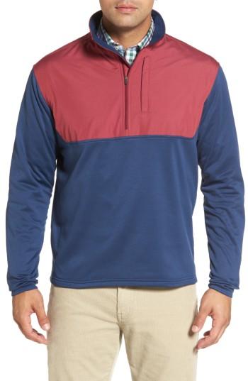 Men's Peter Millar Cameron Hybrid Half Zip Pullover, Size - Blue
