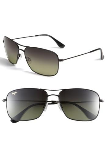 Women's Maui Jim Wiki Wiki 59mm Polarizedplus2 Aviator Sunglasses - Gloss Black
