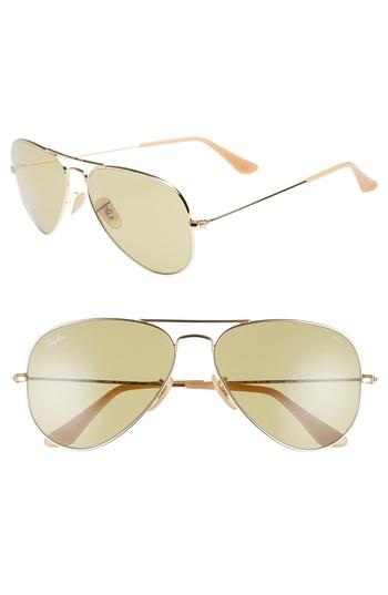 Men's Ray-ban Evolve 58mm Polarized Aviator Sunglasses - Gold