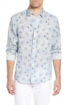 Men's Coastaoro Tavton Regular Fit Floral Linen Sport Shirt - Blue