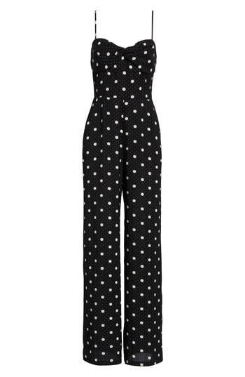 Women's Dot Twist Front Sleeveless Jumpsuit - Black