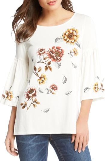 Women's Karen Kane Bell Sleeve Floral Top - Ivory