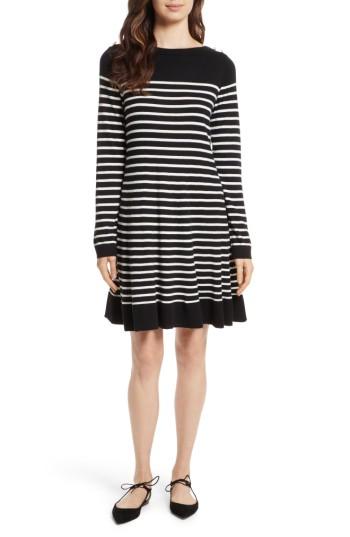 Women's Kate Spade New York Stripe Swing Sweater Dress, Size - Black