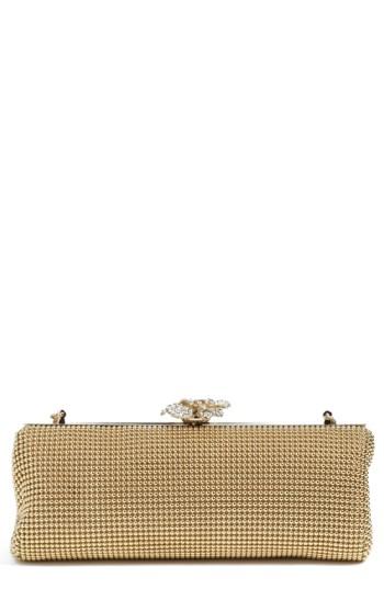 Whiting & Davis 'crystal Flower' Metal Mesh Clutch -