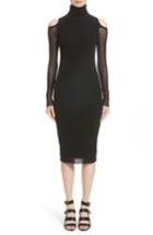 Women's Fuzzi Tulle Cold Shoulder Turtleneck Dress - Black