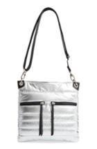 Sondra Roberts Faux Leather Crossbody Messenger Bag - Metallic