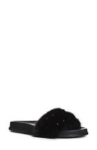 Women's Valentino Garavani Rockstud Genuine Mink Fur Slide Sandal Us / 35eu - Black