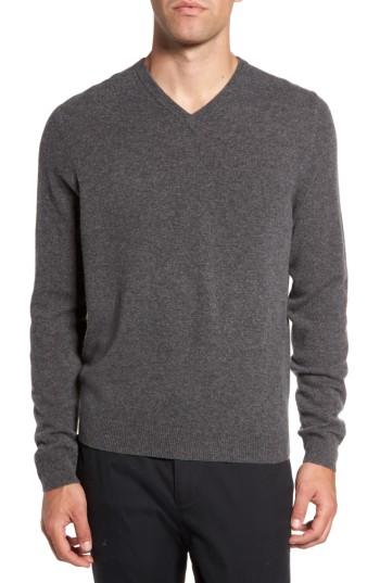 Men's Nordstrom Men's Shop Cashmere V-neck Sweater - Grey
