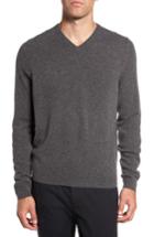 Men's Nordstrom Men's Shop Cashmere V-neck Sweater - Grey