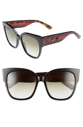 Women's Gucci 55mm Butterfly Sunglasses - Black/ Green