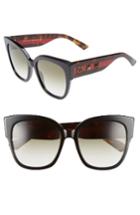 Women's Gucci 55mm Butterfly Sunglasses - Black/ Green