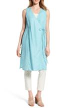 Women's Eileen Fisher Long Wrap Front Vest - Blue/green