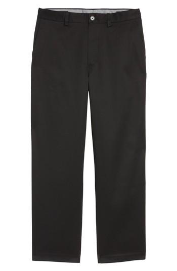 Men's Nordstrom Men's Shop 'classic' Smartcare(tm) Relaxed Fit Flat Front Cotton Pants X 30 - Black (online Only)