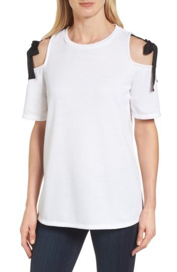Women's Halogen Tie Cold Shoulder Top, Size - White