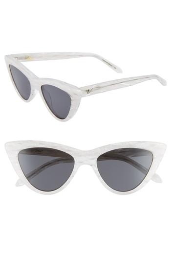 Women's Vow London Nancy 53mm Cat Eye Sunglasses - White Marble/ Smoke