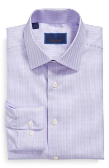 Men's David Donahue Regular Fit Houndstooth Dress Shirt - 32/33 - Purple