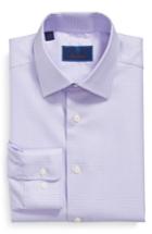 Men's David Donahue Regular Fit Houndstooth Dress Shirt - 32/33 - Purple