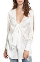 Women's The Fifth Label Knotted Hammered Satin Blouse - Ivory
