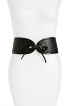 Women's Raina Casablanca Leather Corset Belt, Size - Navy/ Black