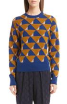 Women's Dries Van Noten Graphic Knit Merino Wool Sweater - Blue