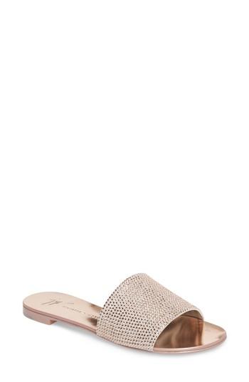 Women's Giuseppe Zanotti Crystal Embellished Slide Sandal M - Pink