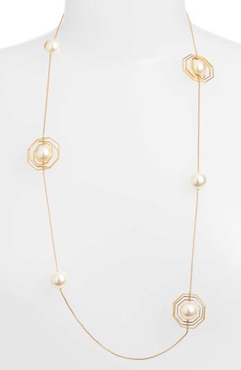 Women's Tory Burch Geo Imitation Pearl Rosary Necklace