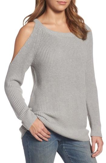 Women's Treasure & Bond Asymmetrical Cold Shoulder Sweater - Grey