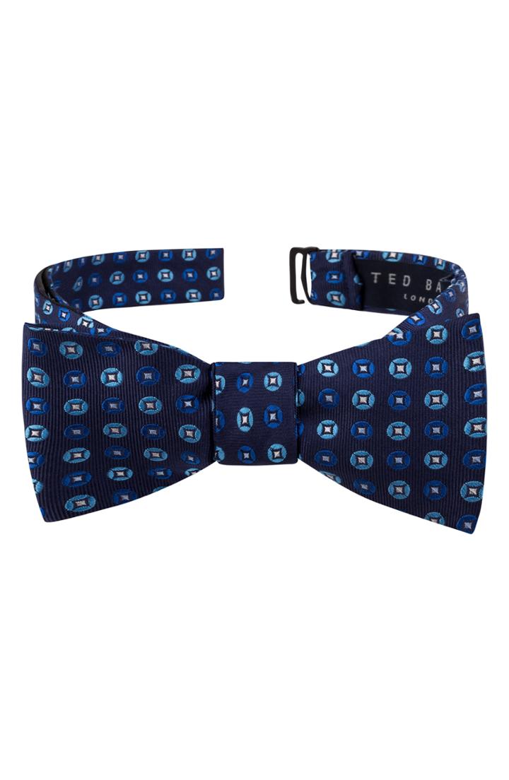 Men's Ted Baker London Alternating Circle Silk Bow Tie, Size - Blue